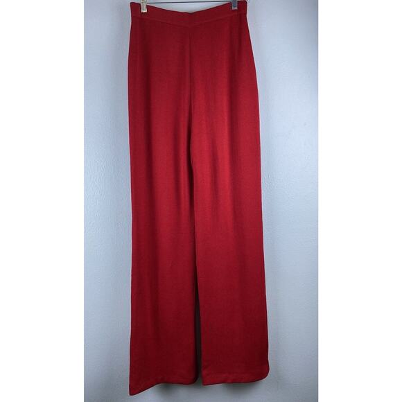 Vtg St. John Marie Gray Sz 8 Red Wool Santana Knit High Waist Wide Leg Pants - Picture 1 of 10